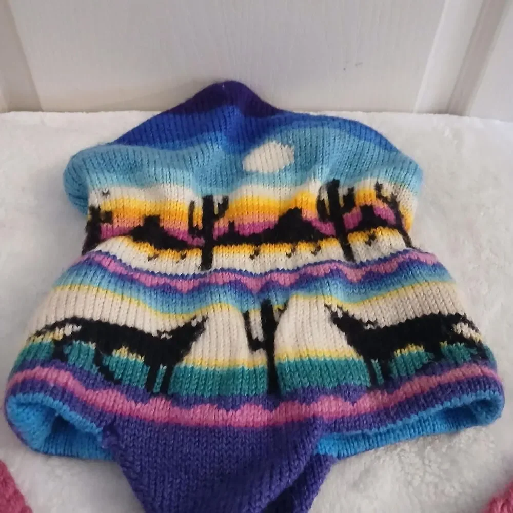 Vintage Flanders Designs Southwestern Knit Beanie Kids One Size Gorpcore Boho